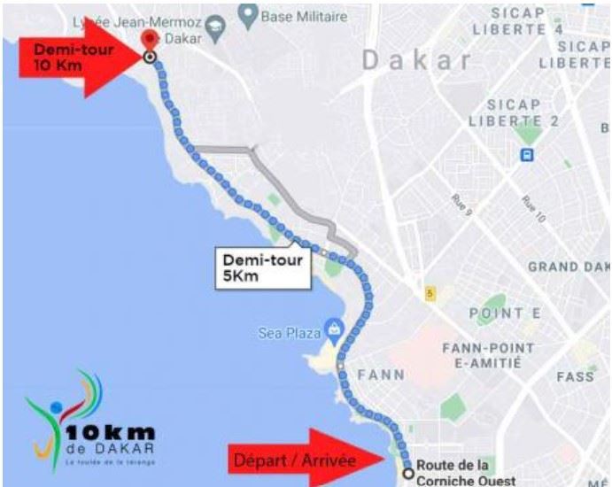10 Km de Dakar Routenkarte