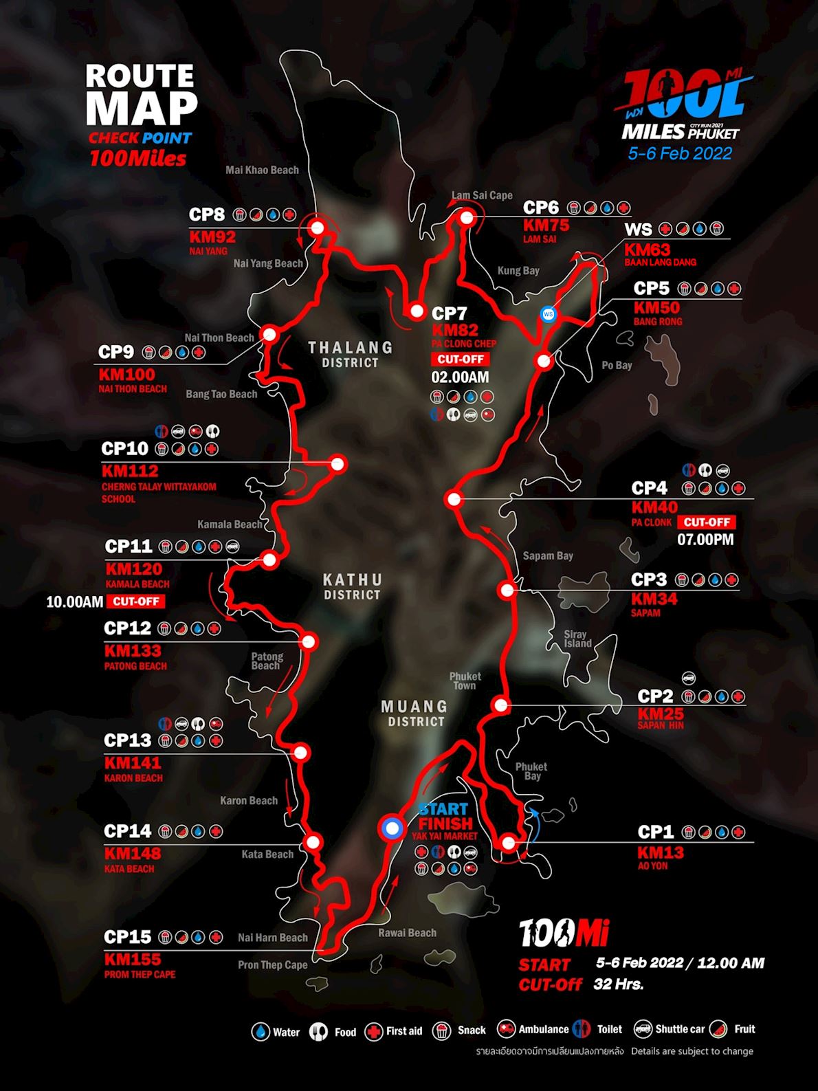 100Miles Phuket Mappa del percorso