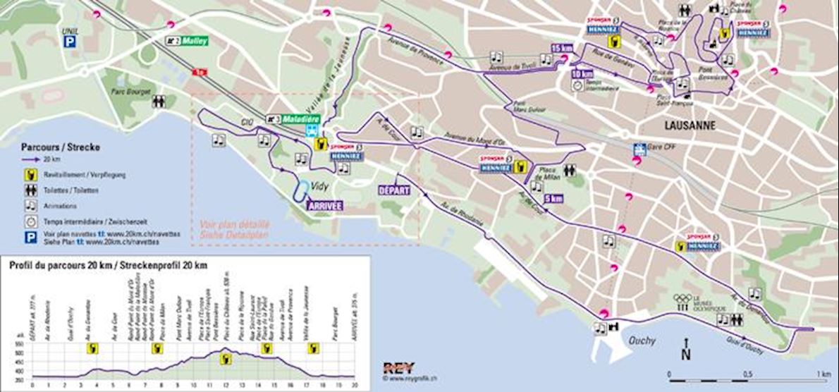 20KM de Lausanne Mappa del percorso