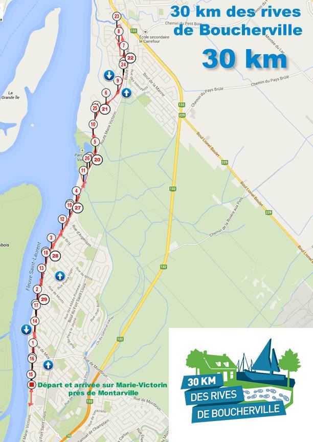 30 km des Rives de Boucherville Route Map