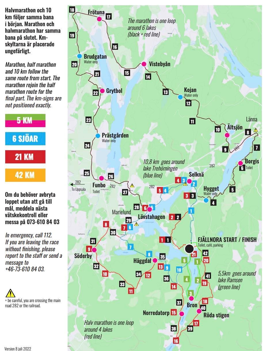 6 lakes – 6 sjöar Route Map