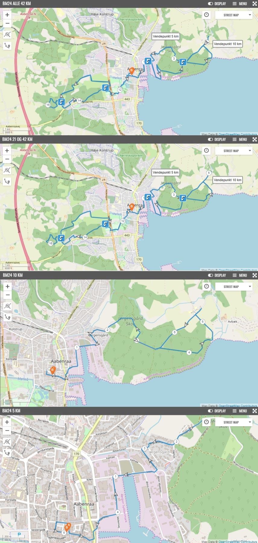 Aabenraa Mountain Marathon Route Map