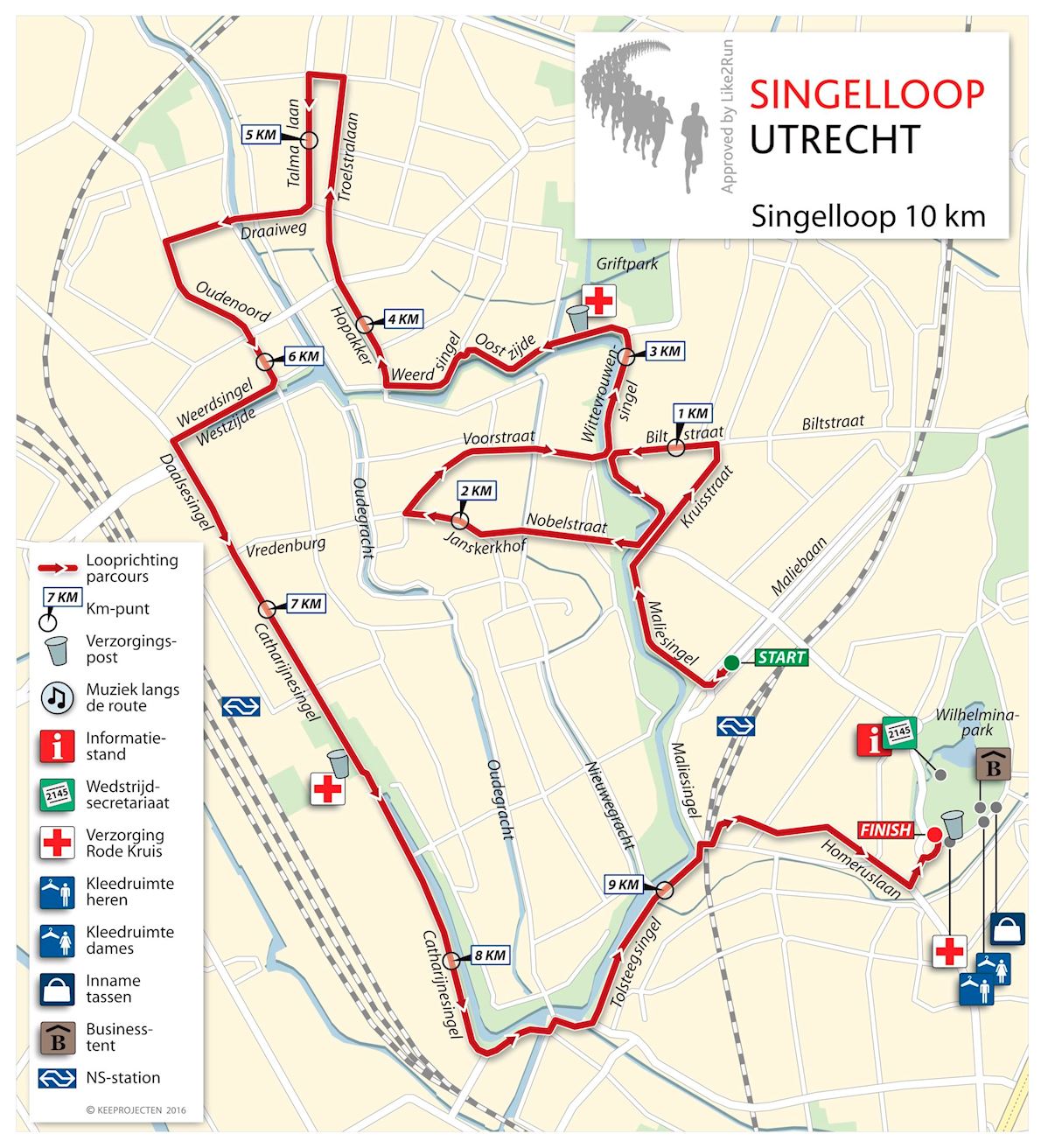 Singelloop Utrecht 路线图