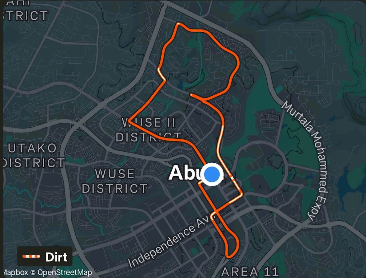 Run Club Abuja Charity Half Marathon Route Map