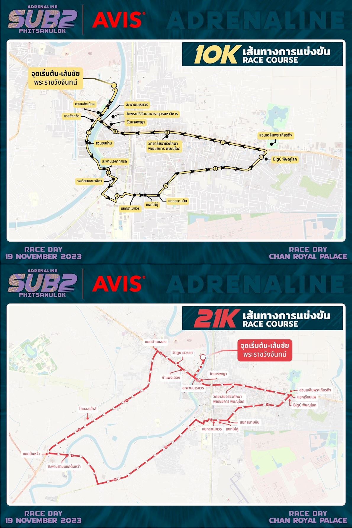 Adrenaline SUB 2 Phitsanulok Routenkarte