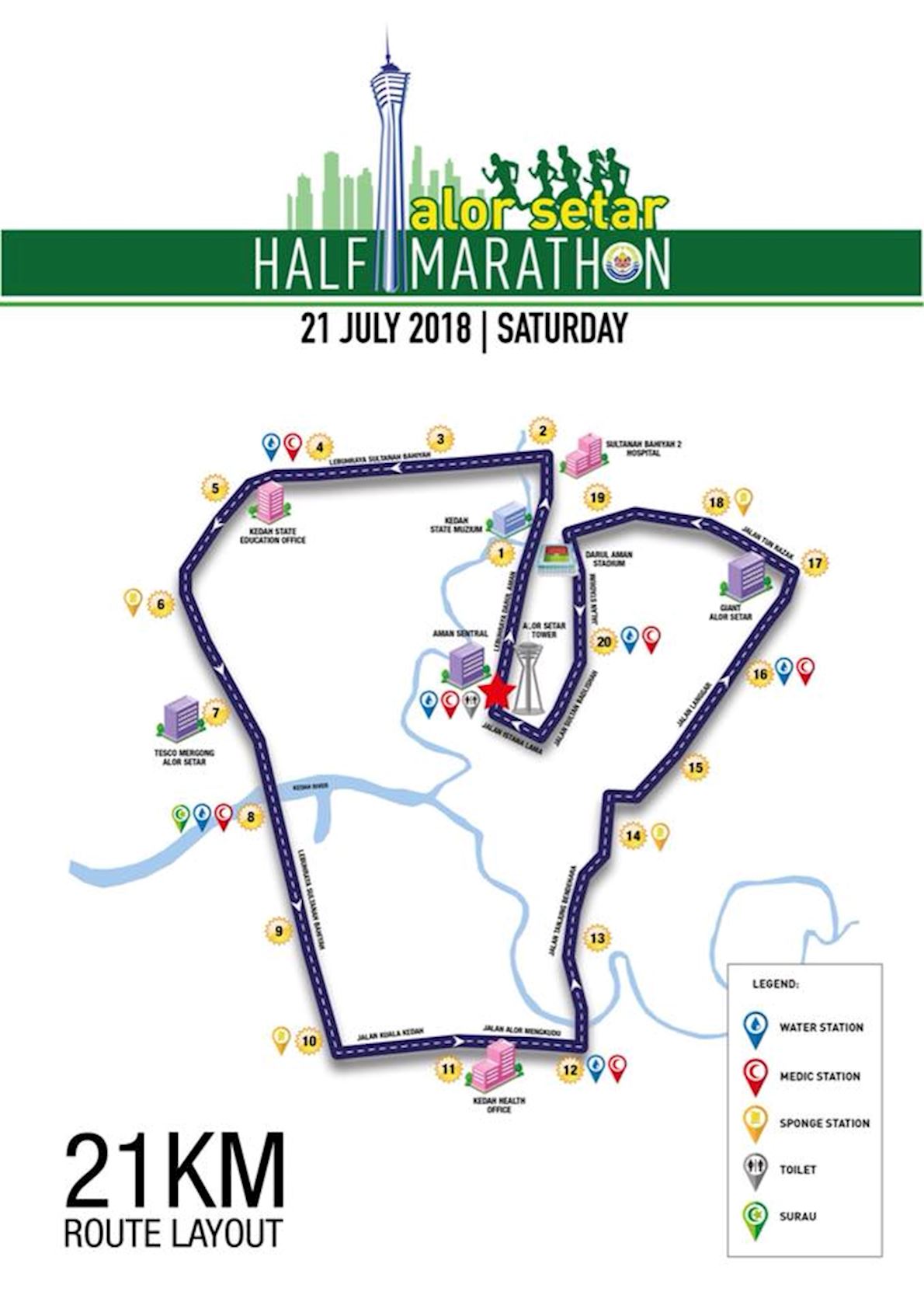 Alor Setar Half Marathon MAPA DEL RECORRIDO DE