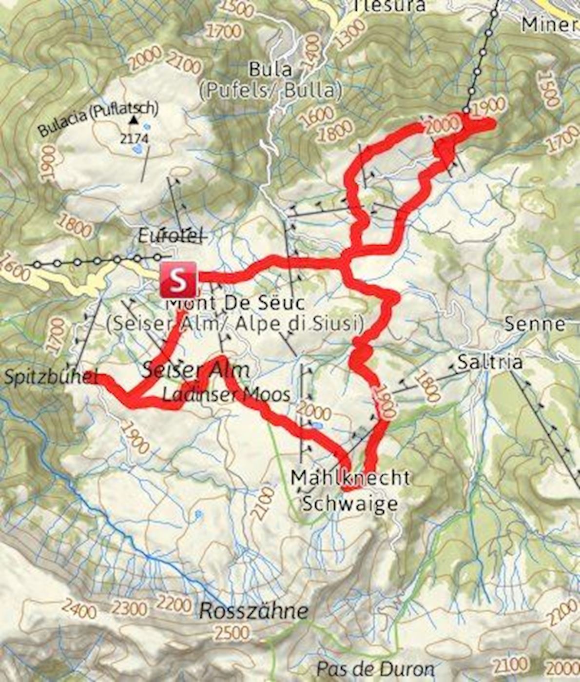 Alpe di Siusi Half Marathon in the Dolomites Route Map