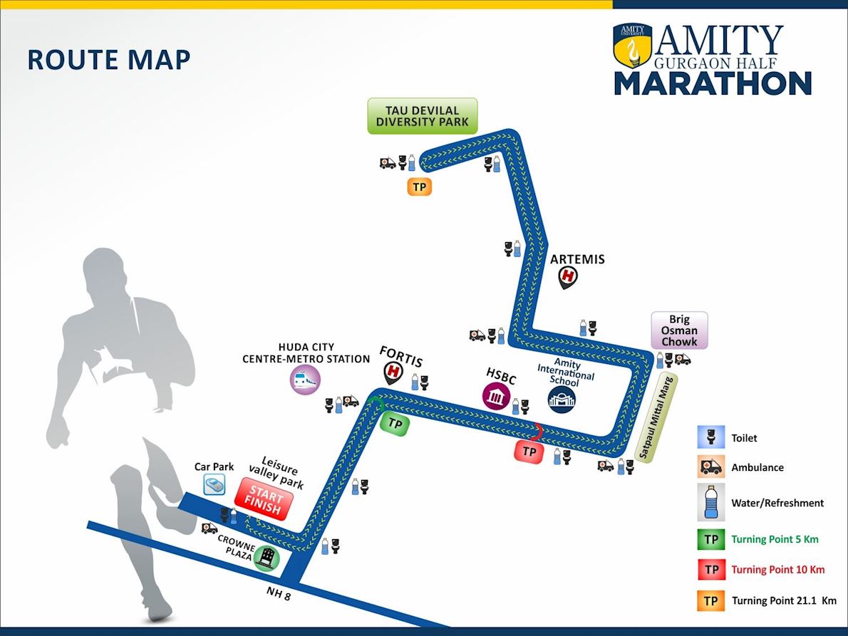 Amity Gurgaon Marathon Route Map
