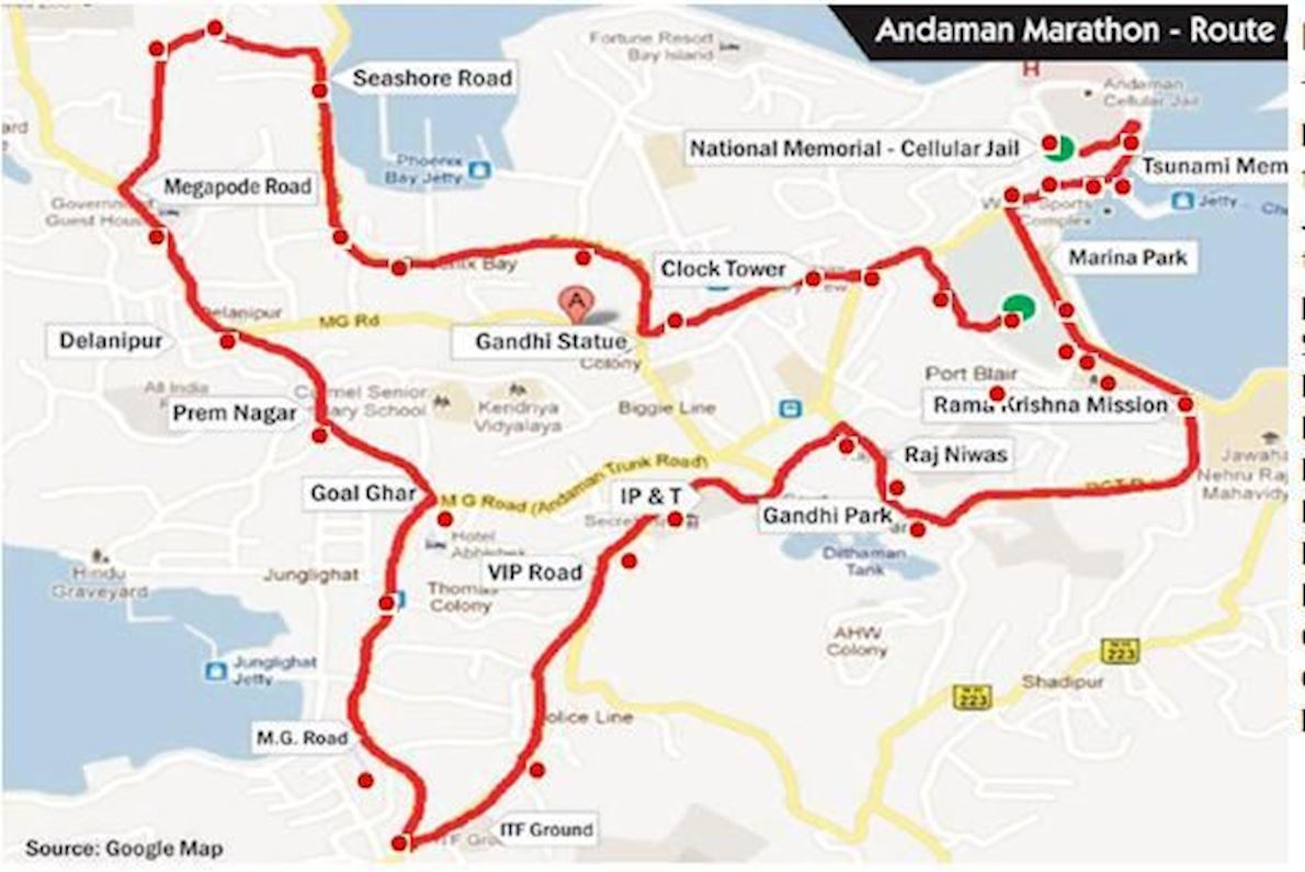 Andaman Marathon Mappa del percorso