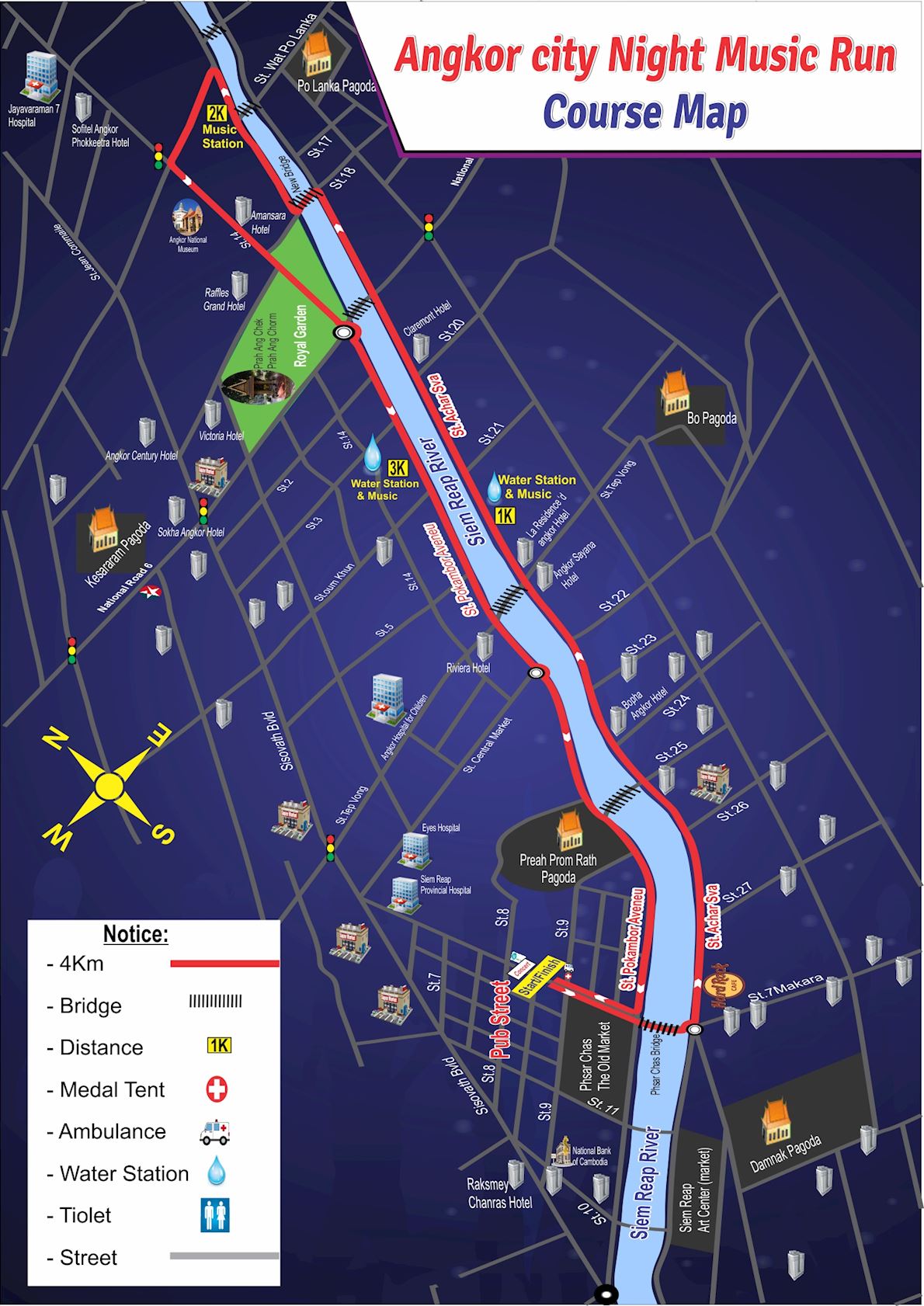 Angkor City Night Run Route Map