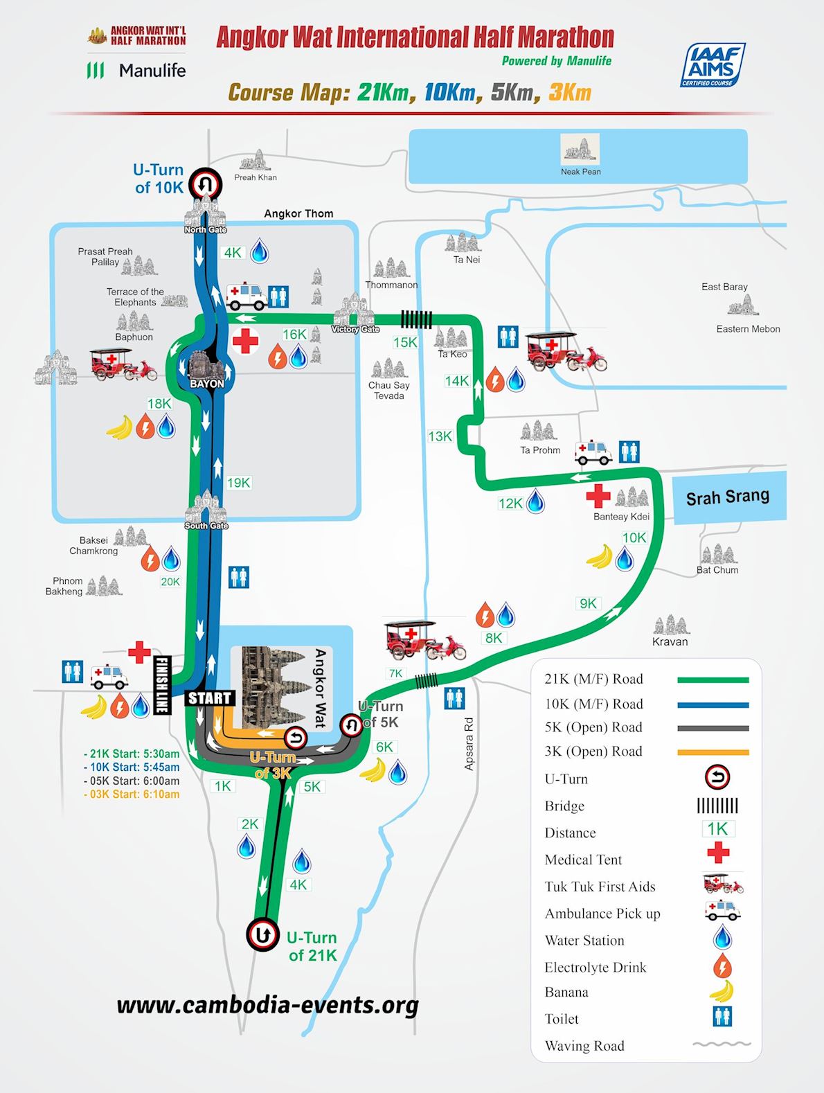 Angkor Wat International Half Marathon Route Map