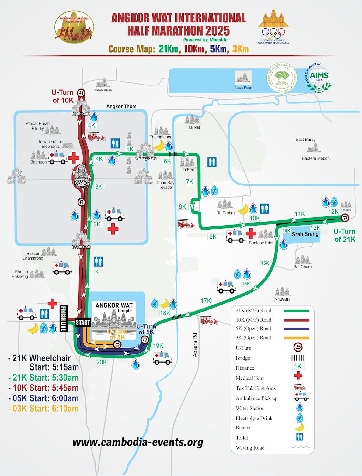 Angkor Wat International Half Marathon Routenkarte