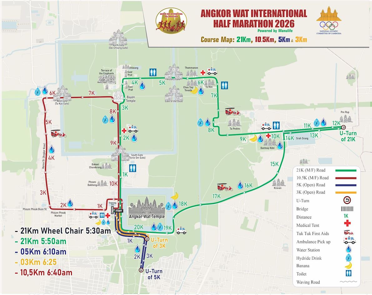 Angkor Wat International Half Marathon ITINERAIRE