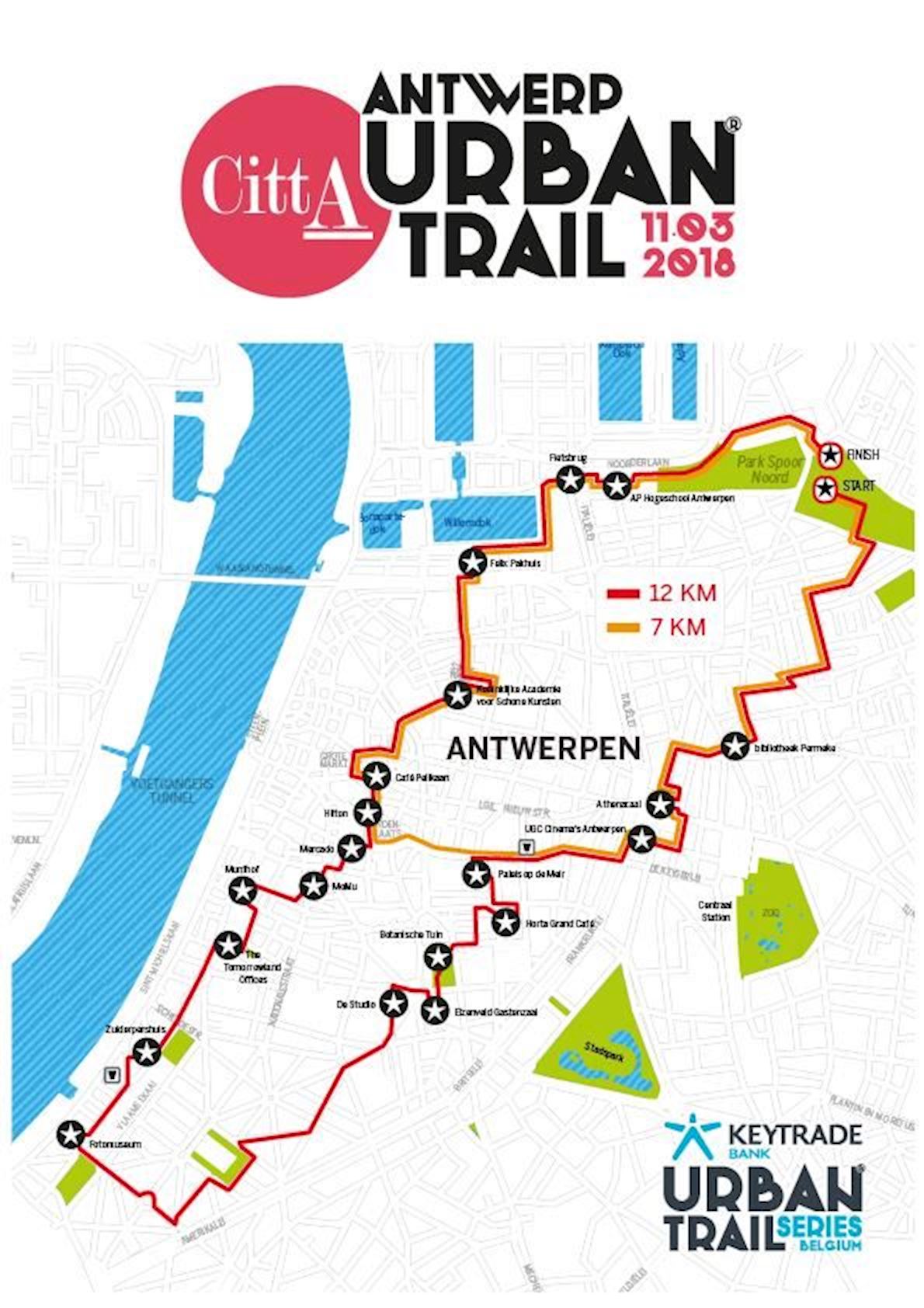 Antwerp Urban Trail MAPA DEL RECORRIDO DE