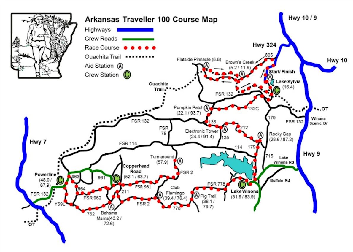 Arkansas Traveller 100 Mappa del percorso