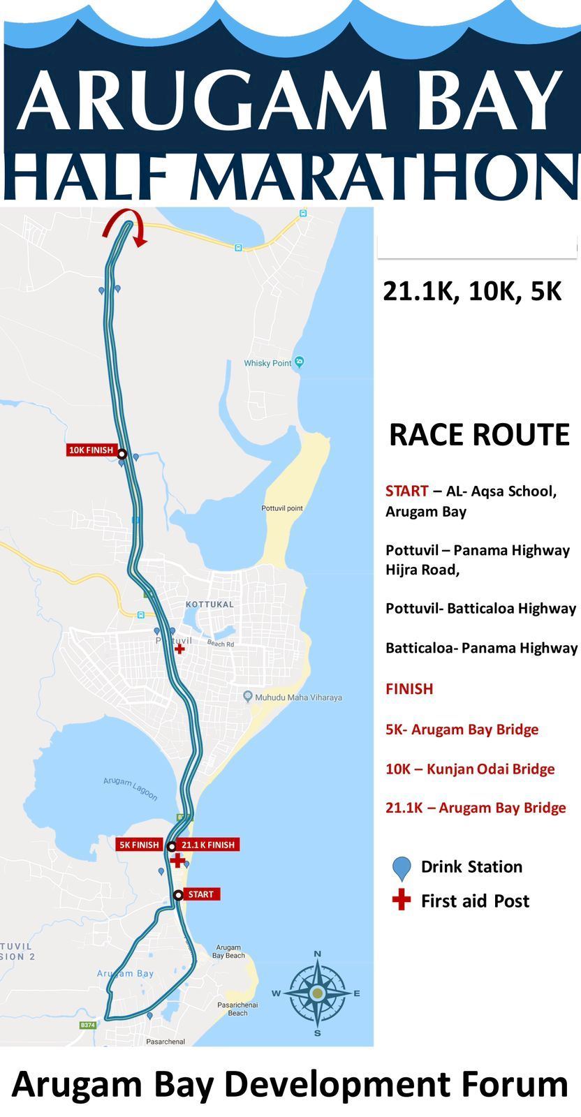 Arugam Bay Half Marathon  Mappa del percorso