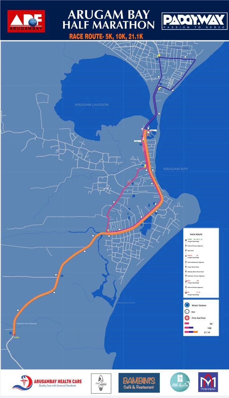 Arugam Bay Half Marathon  Mappa del percorso