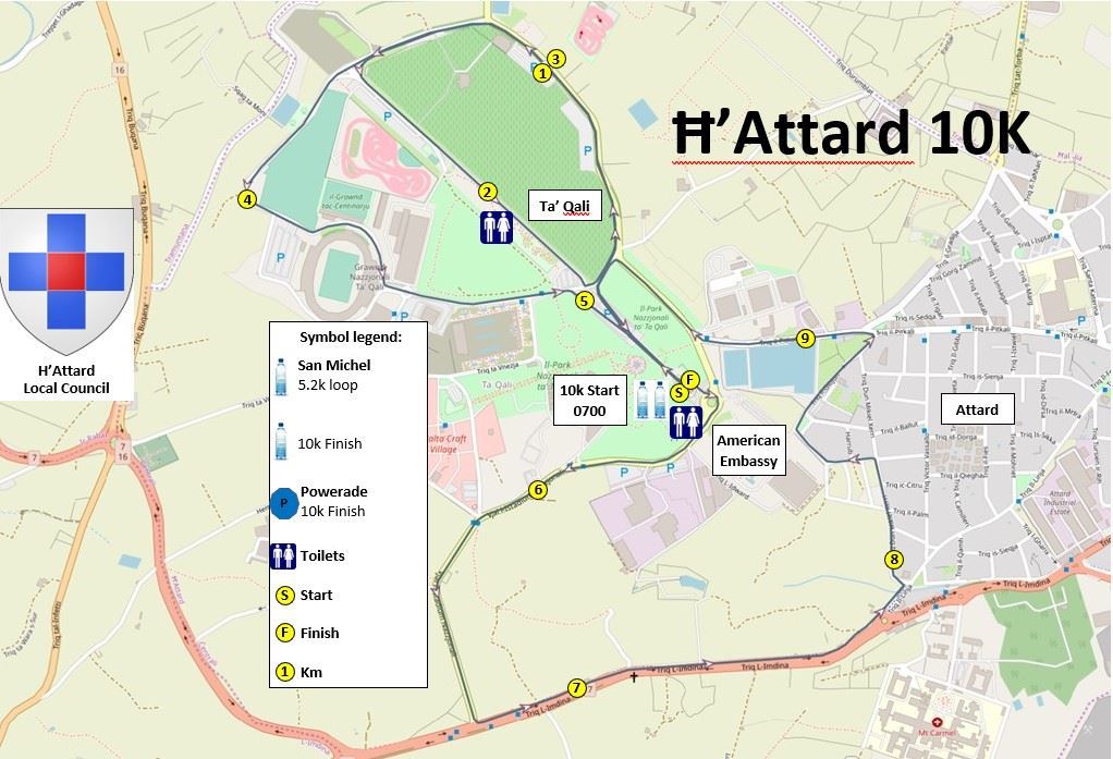 Eurosport Attard 10K Route Map
