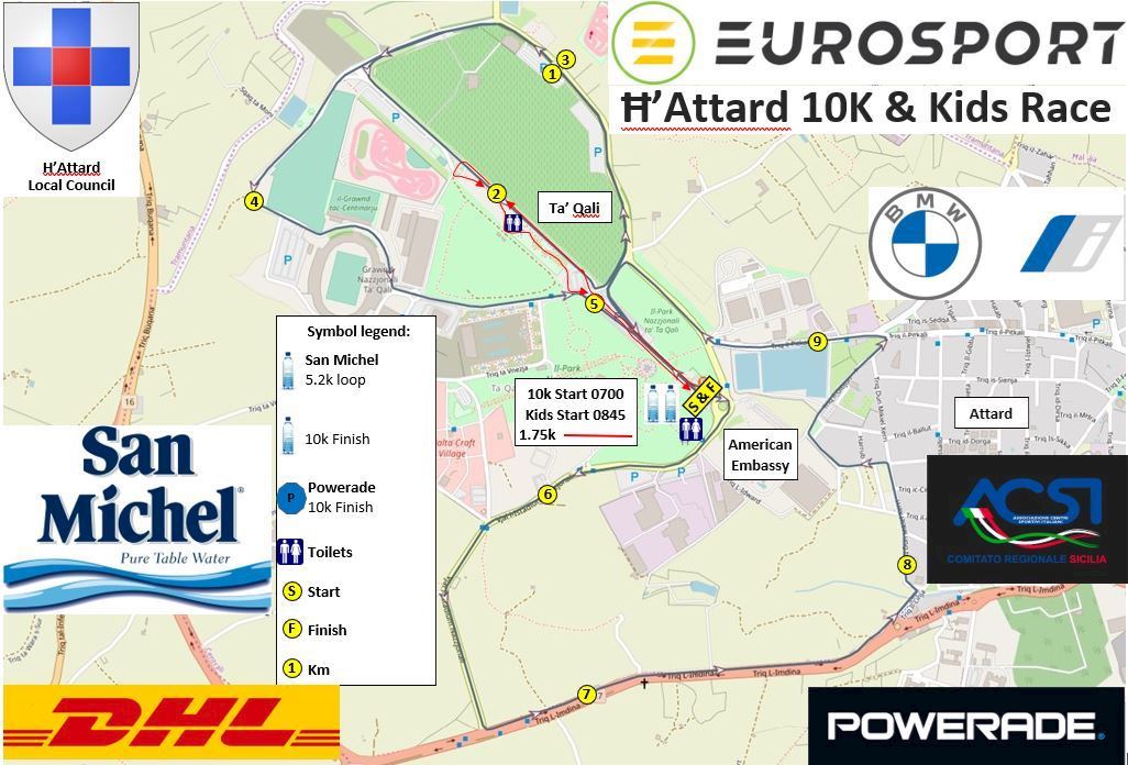 Malta Attard 10K Route Map