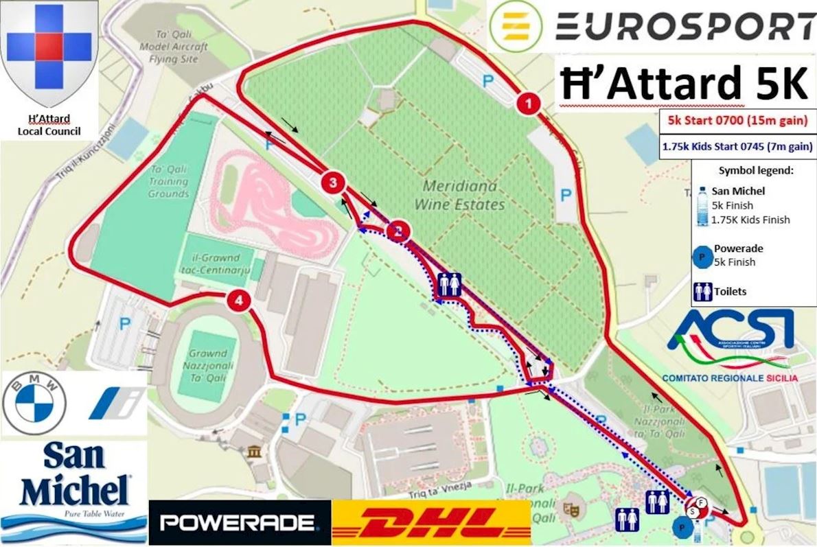 Eurosport Attard 5K Mappa del percorso