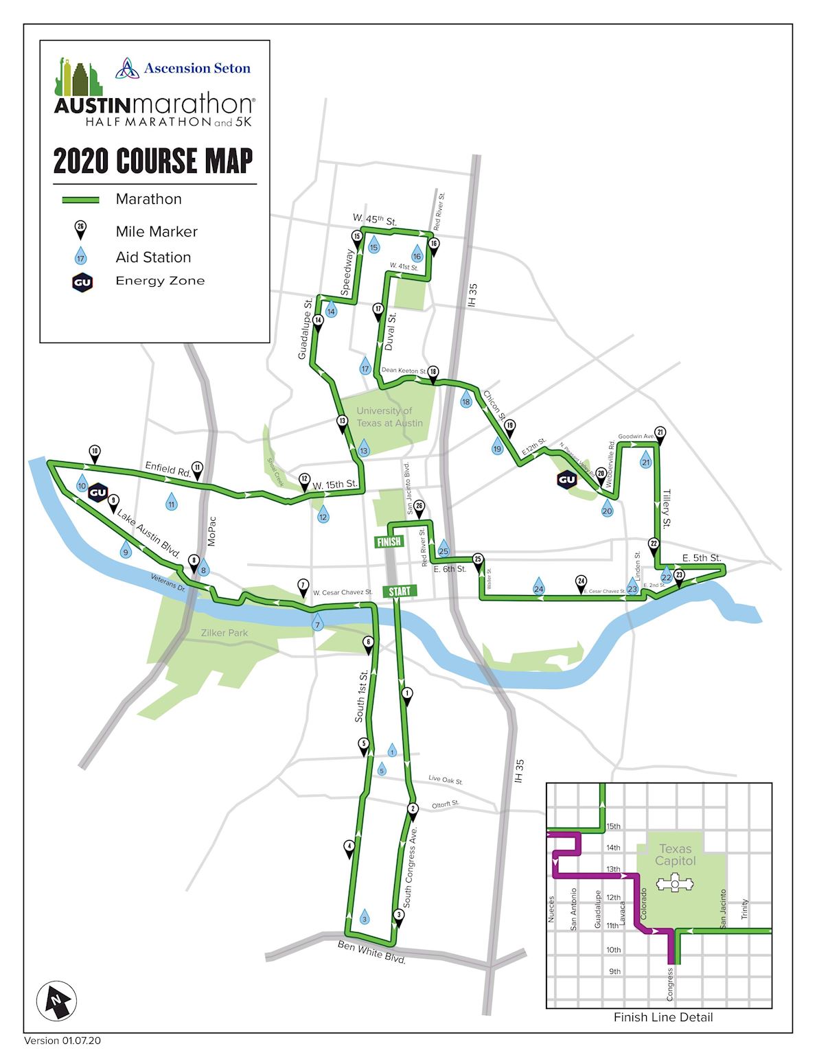 Austin Marathon & Half Marathon Route Map