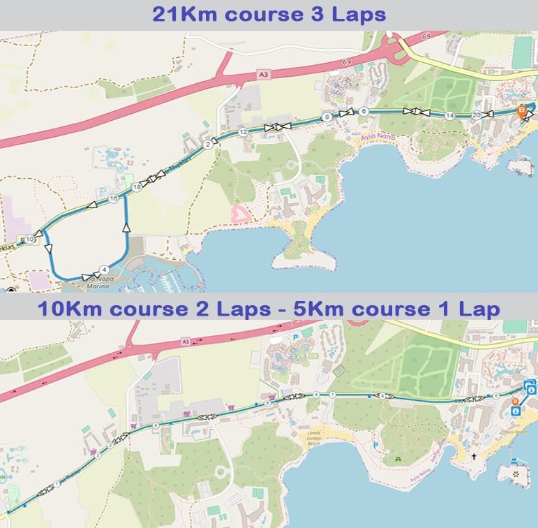 Ayia Napa Half Marathon Route Map