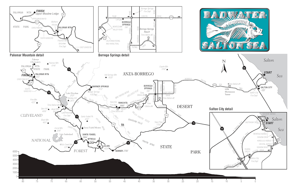 Badwater Salton Sea Mappa del percorso