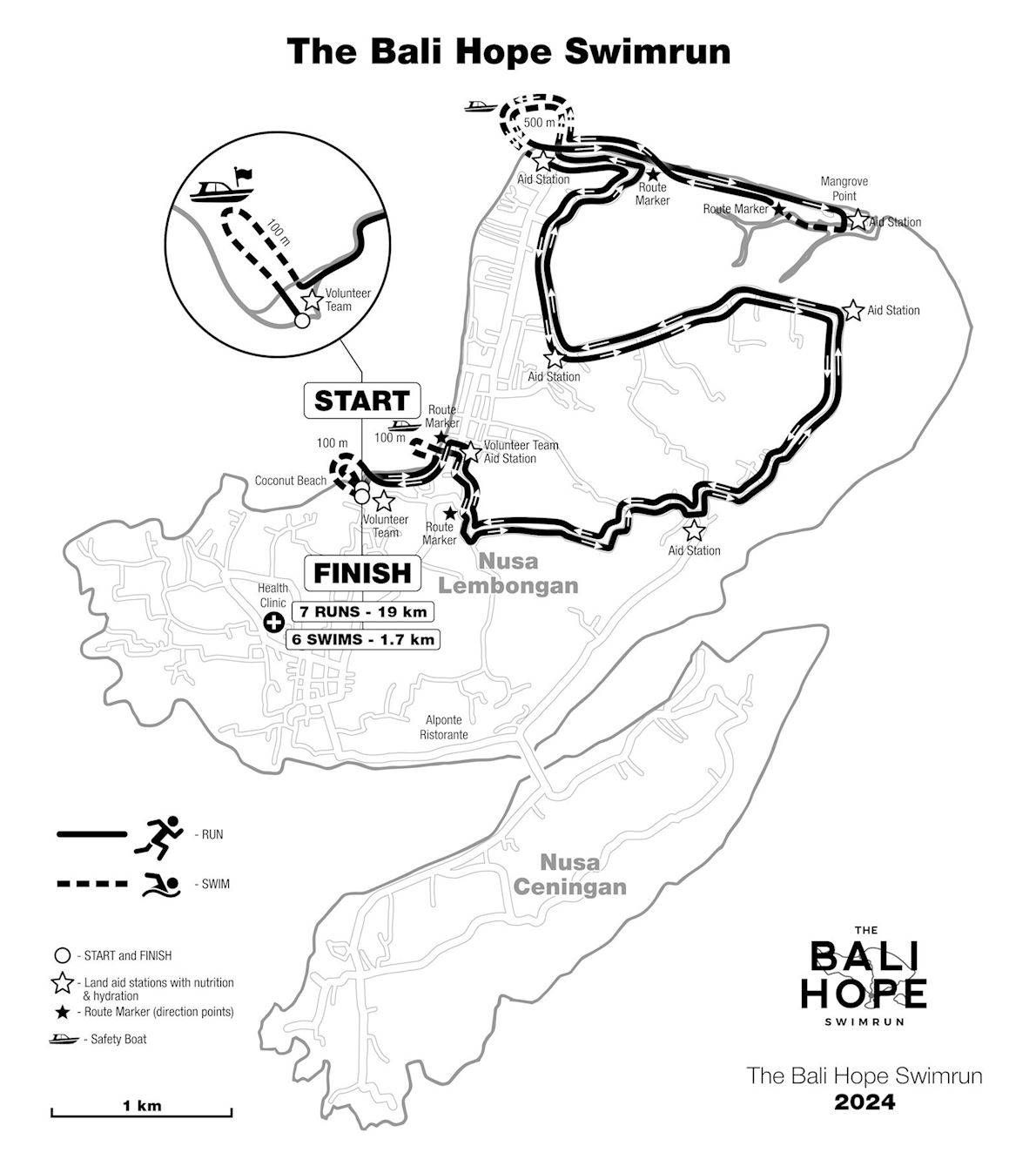 The Bali Hope Swimrun MAPA DEL RECORRIDO DE