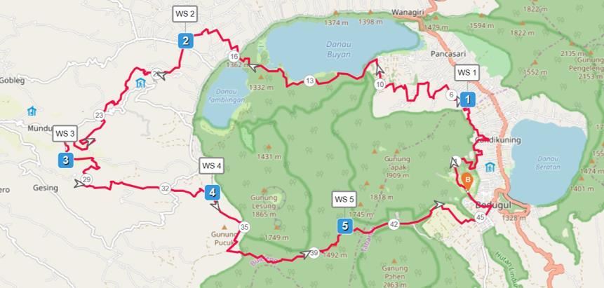 Bali Mountain Marathon Route Map