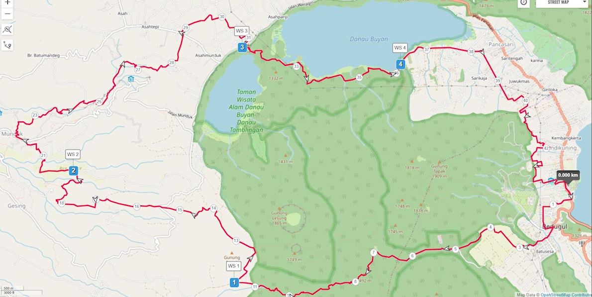 Bali Mountain Marathon Route Map