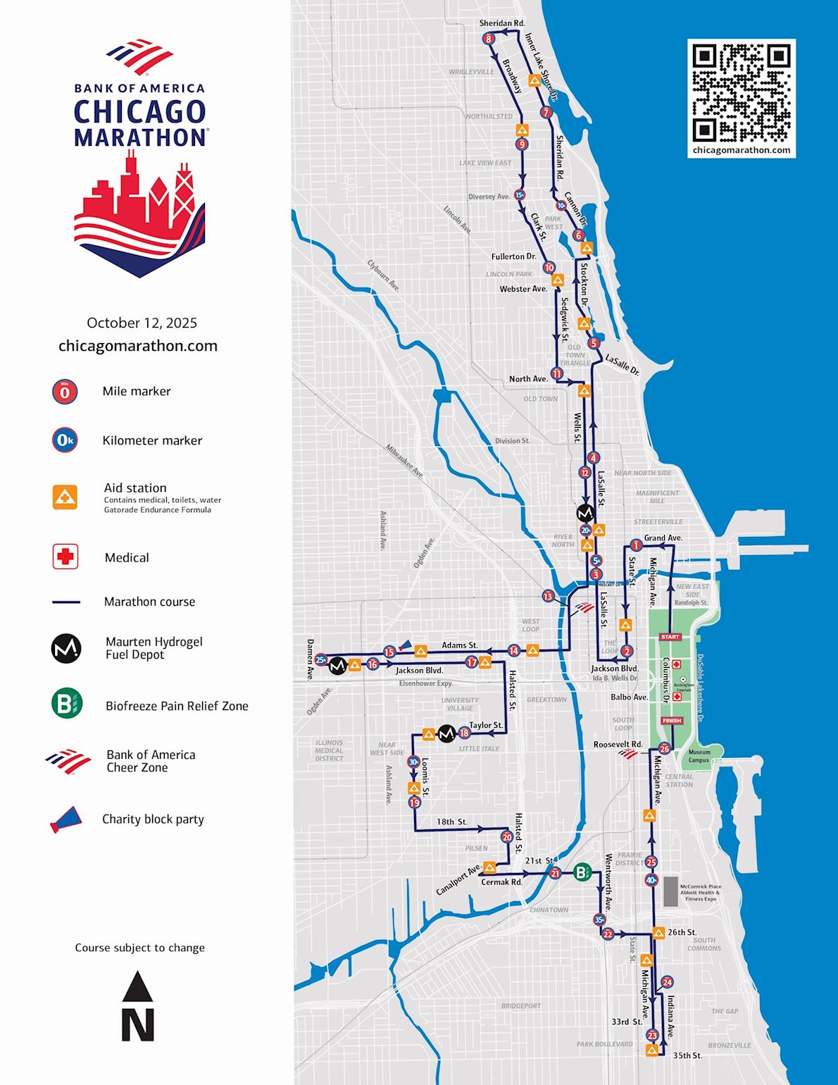 Bank of America Chicago Marathon MAPA DEL RECORRIDO DE