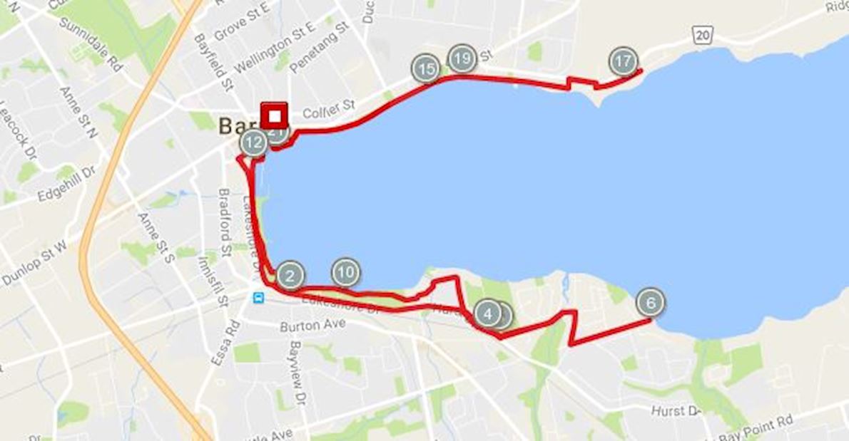 Honda Waterfront Half Marathon Routenkarte