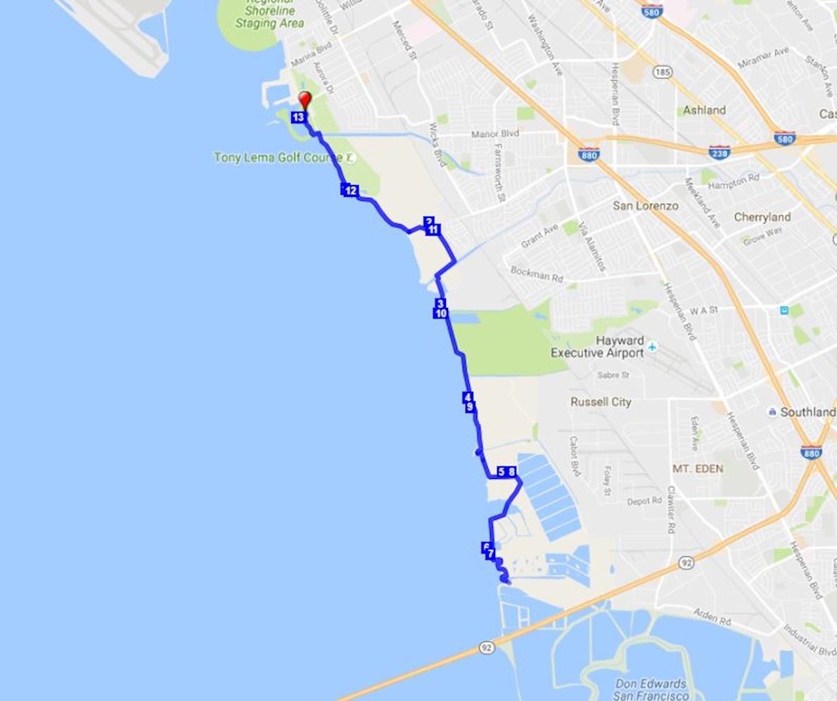 Bay Breeze Half Marathon Route Map