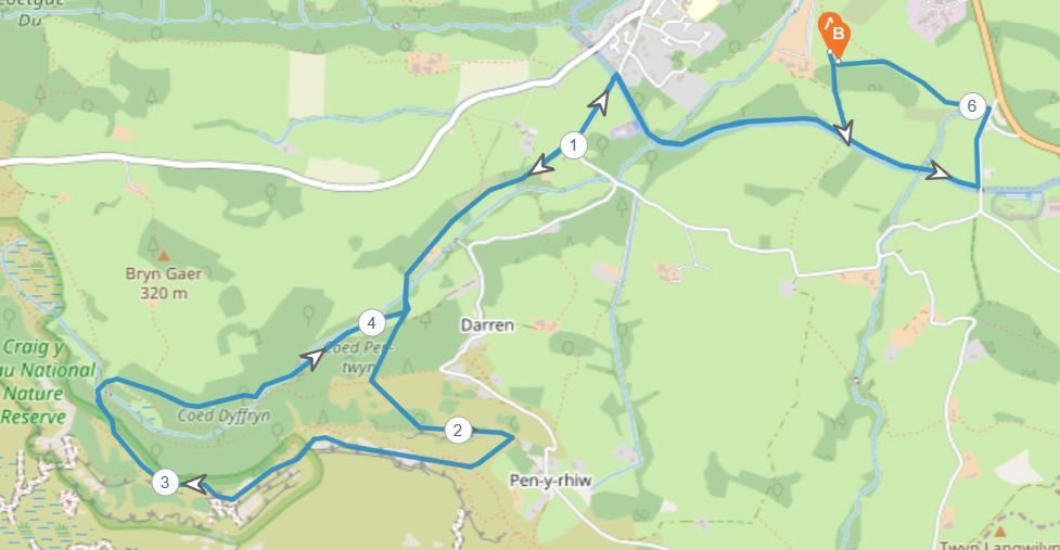 Beast of Llangattock 32 Ultra plus 20 & 10 mile - 10km  Mappa del percorso