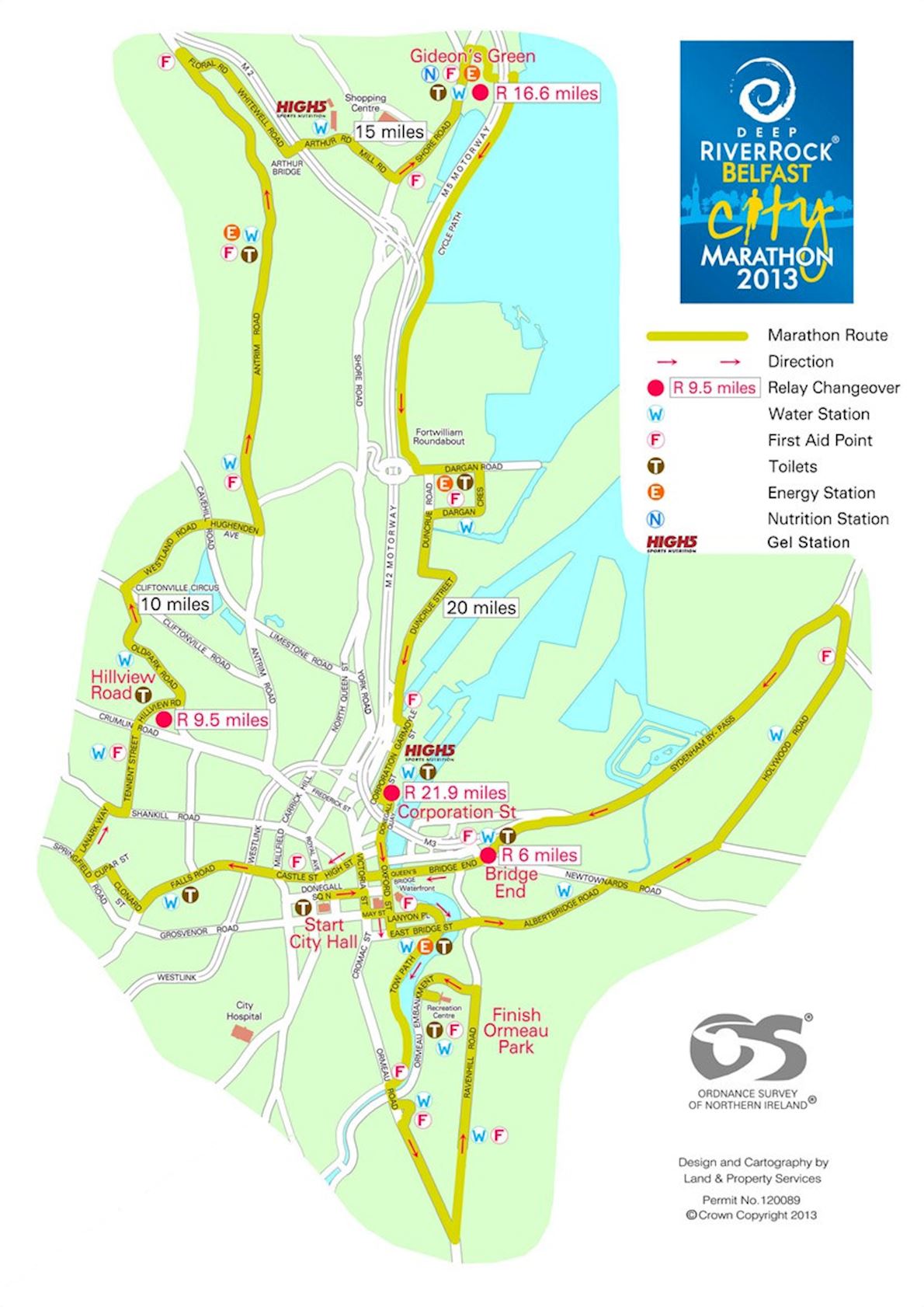 Belfast City Marathon Course Map 1190 