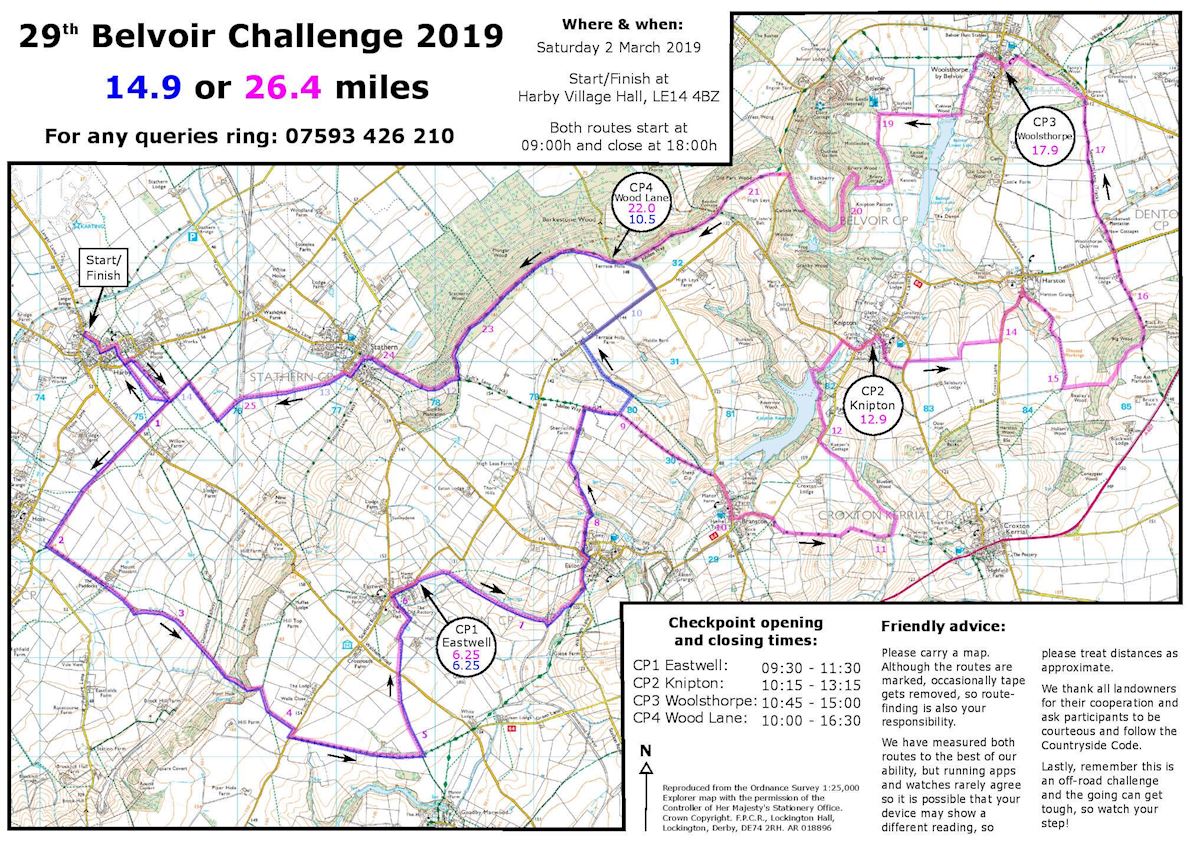 Belvoir Challenge Mappa del percorso