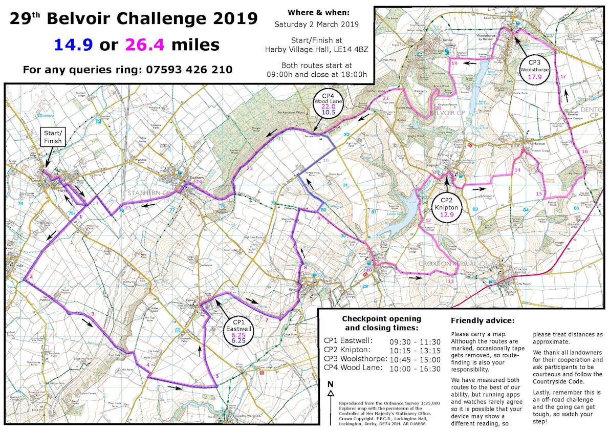 Belvoir Challenge Routenkarte