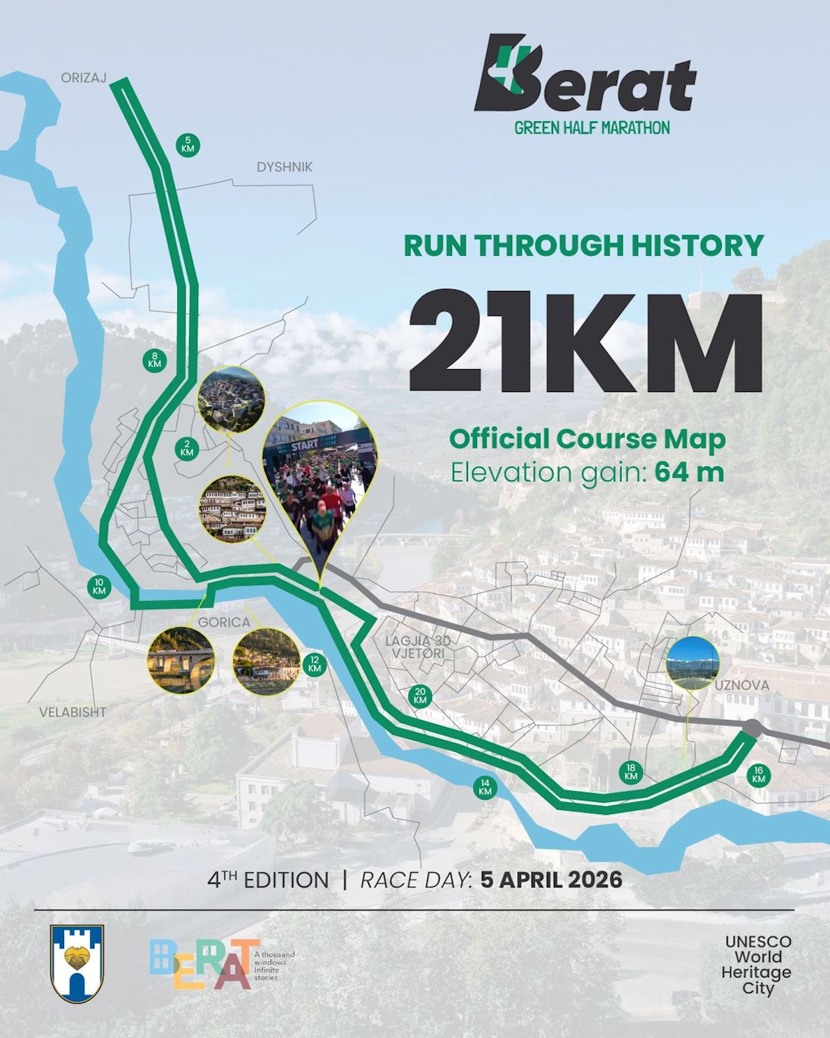 Berat Green Half Marathon Route Map