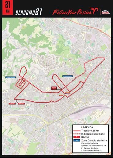 Bergamo21 Half Marathon 路线图