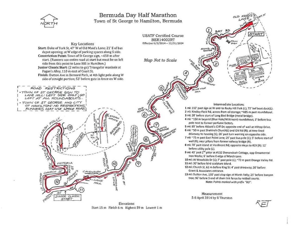 Bermuda Half Marathon Derby Course Map 1190 