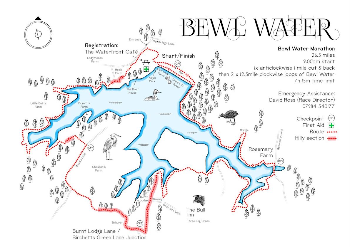 Bewl Water Spring 10km, Half Marathon, Marathon & Ultra 50km Route Map