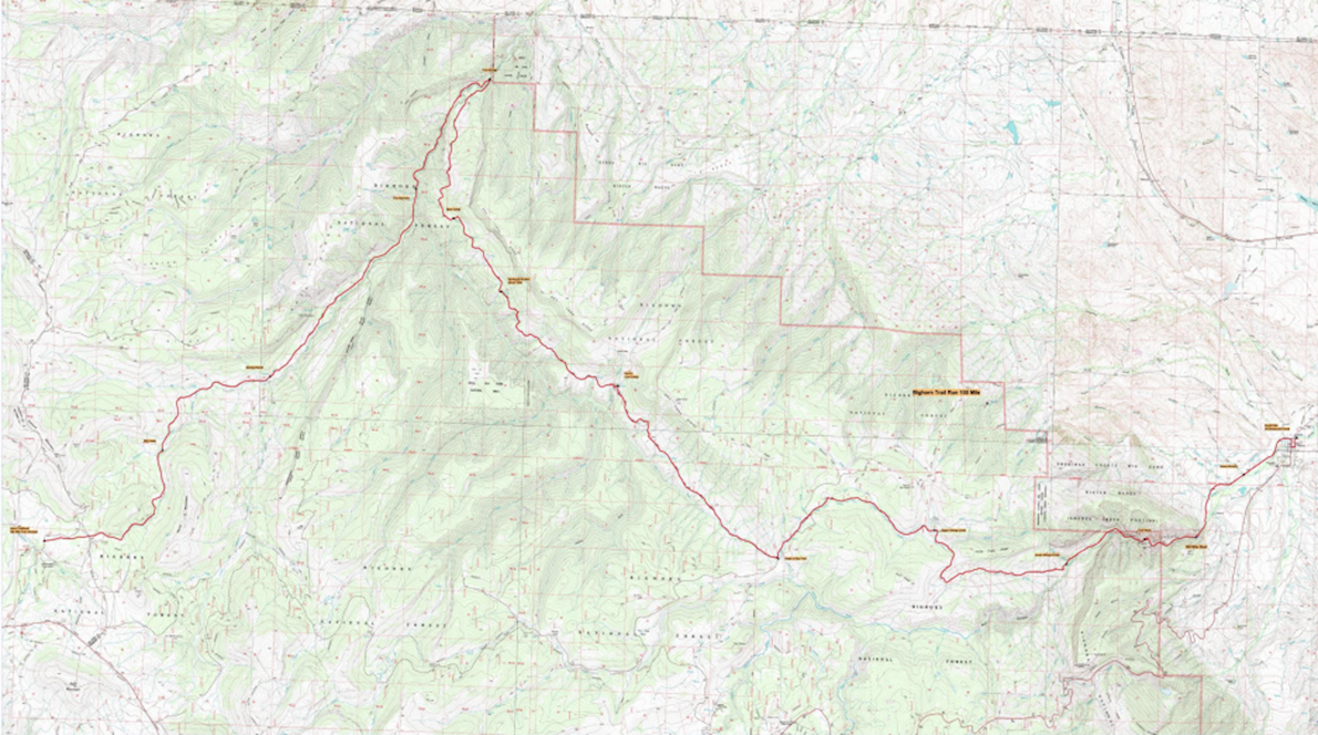 Bighorn Mountain Wild and Scenic Trail Runs Mappa del percorso