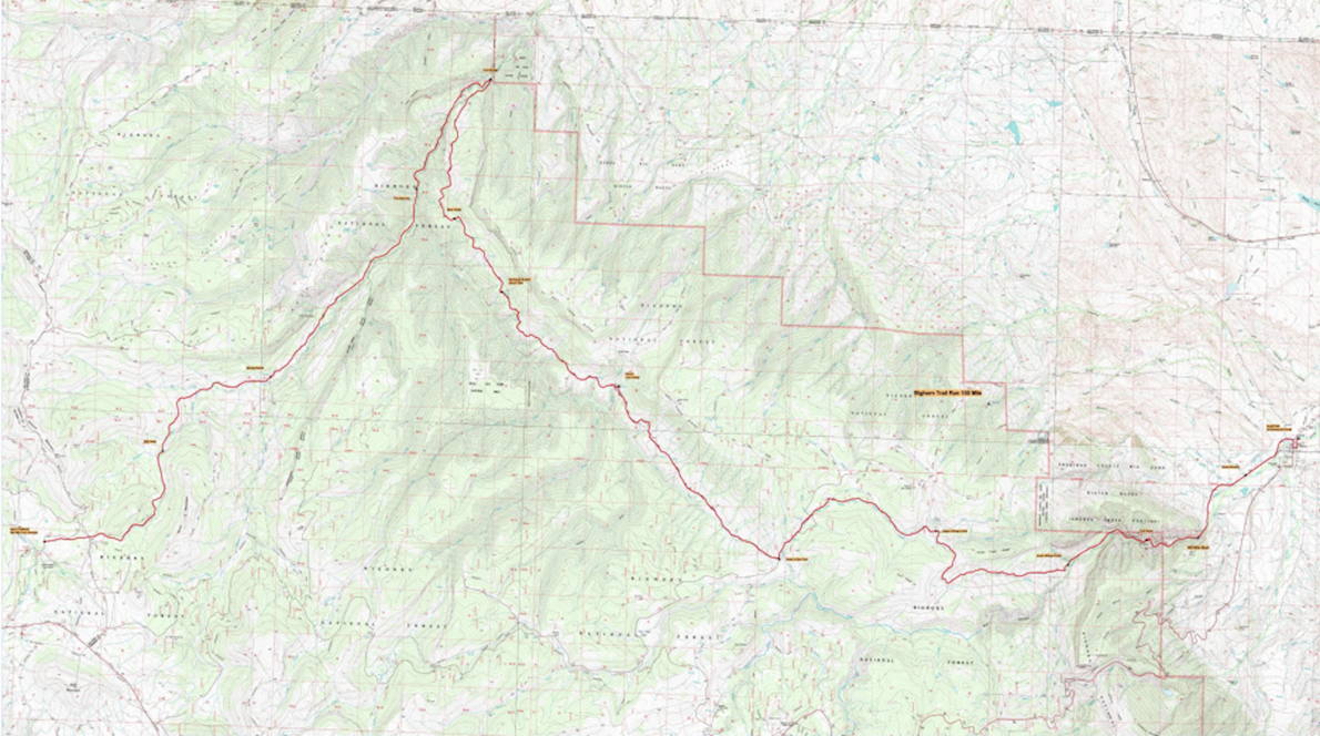 Bighorn Mountain Wild and Scenic Trail Runs Route Map