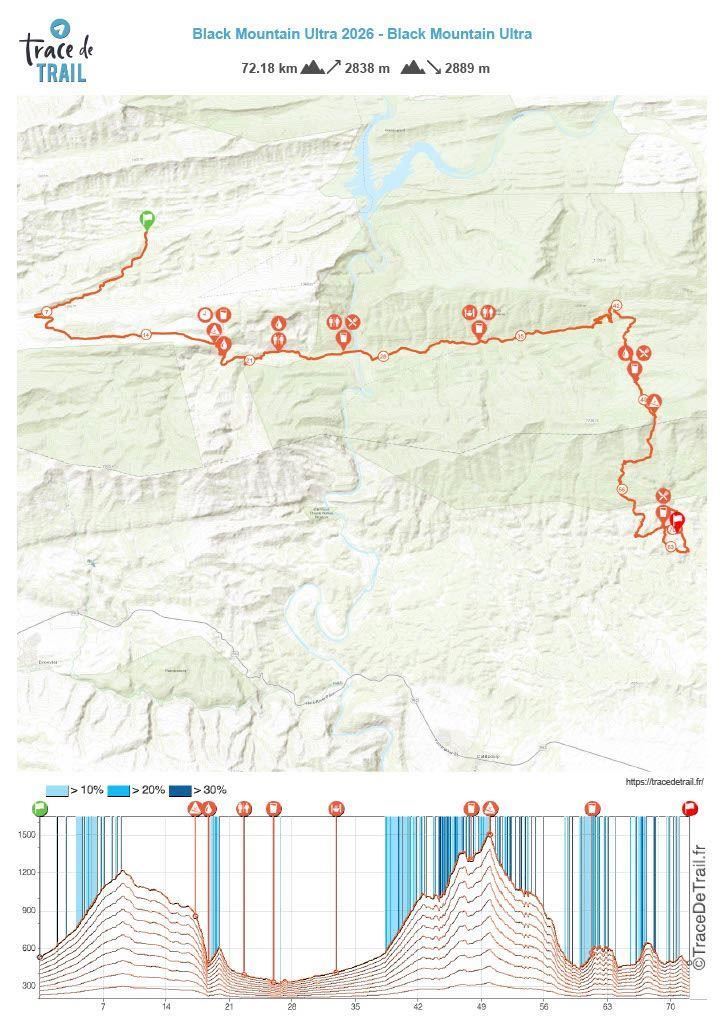 Black Mountain Ultra Mappa del percorso