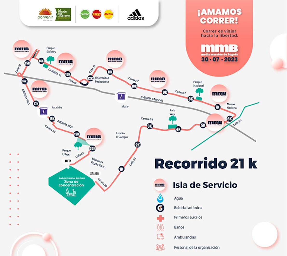 Media Maraton de Bogota Mappa del percorso