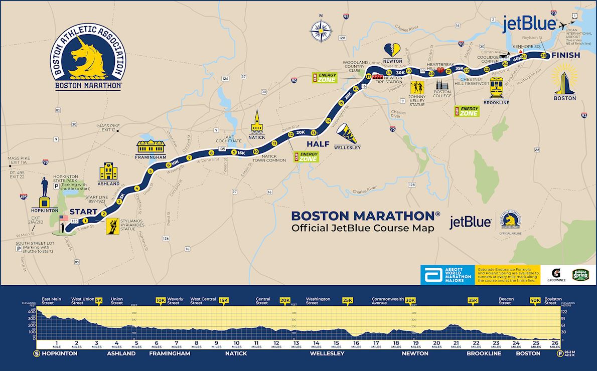 Boston Marathon Route Map