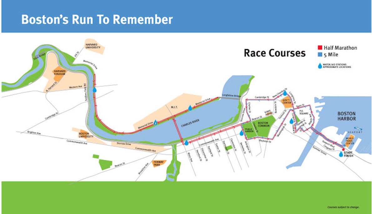 Boston's Run To Remember Mappa del percorso