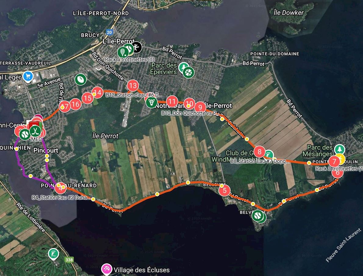 BougeBouge Festival & Ile Perrot Marathon Route Map