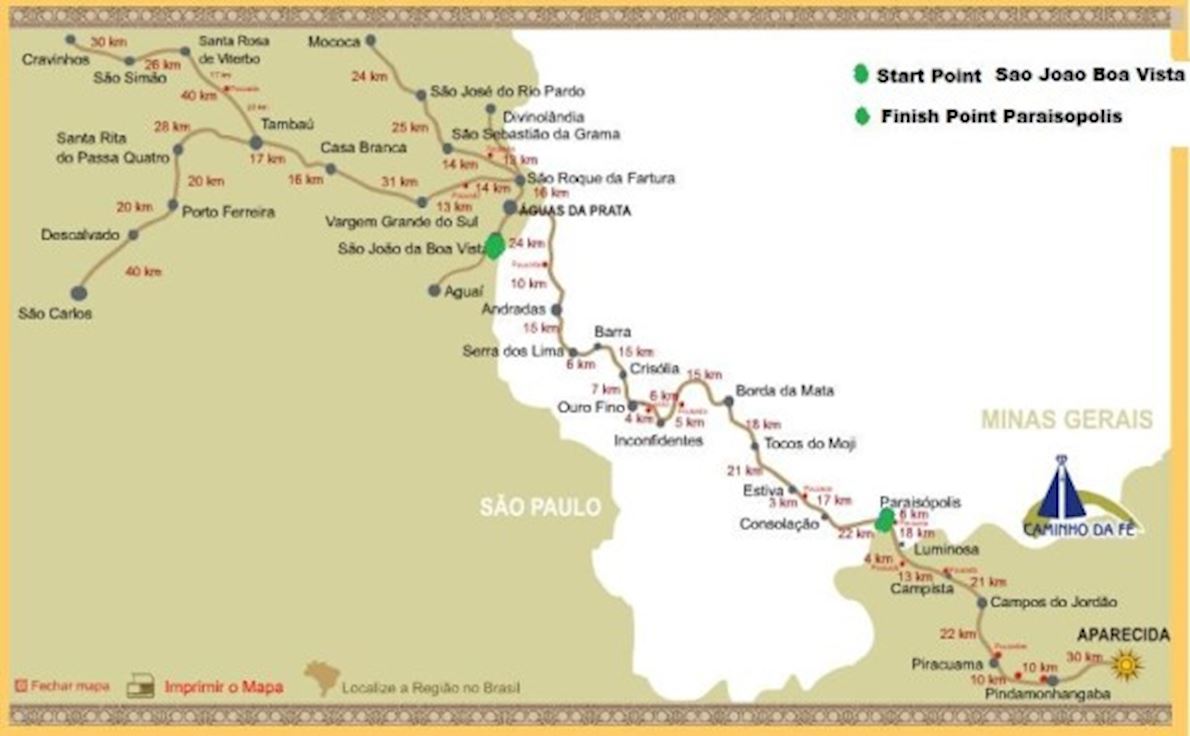 Brazil 135 Ultramarathon Route Map