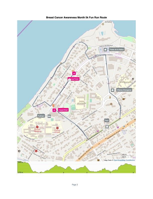 Breast Cancer Run 5K Fun Run Route Map